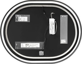 Comad Závesné zrkadlo s LED osvetlením Apollo 2 Black 90x70 cm s pohybovým senzorom, čierna