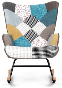 Hojdacie kreslo FABIAN — kov, masív, látka, patchwork