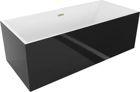 Mexen Vigo, voľne stojaca vaňa 178,5 x 80 cm, biela-čierna, zlatý matný prepad, 51251788075-55