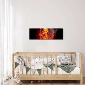 Obraz - Ruže v ohni (s hodinami) (90x30 cm)
