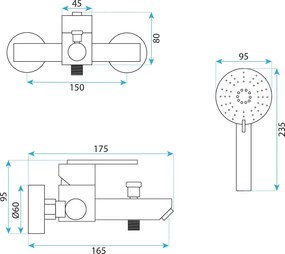 Rea Ontario, vaňová batéria s ručnou sprchovou súpravou, zlatá matná, REA-B5513