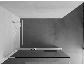 Mexen Kioto+ L, sprchová zástena Walk-In s poličkou a vešiakom 50 x 200 cm, 8mm číre sklo, biely profil, 800-050-123-20-00