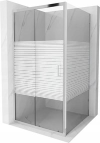 Mexen APIA, sprchový kút s posuvnými dverami 100 (dvere) x 100 (stena) cm, 5mm číre-pásy sklo, chrómový profil, 840-100-100-01-20