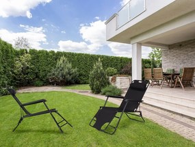 Ležadlo s opierkou hlavy, skladacia konštrukcia, čierne