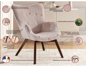 Svetloružové menčestrové kreslo s podnožkou Niko – Ropez