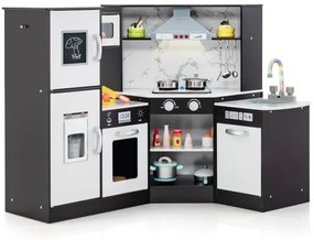 Drevená rohová detská kuchynka so svetlom a zvukom a doskou a príslušenstvom Detská kuchynka na hranie Drevená kuchynka na kávu