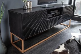 Dizajnový TV stolík Zorpi 160 cm – masívne mangové drevo / čierna
