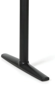 Výškovo nastaviteľný stôl OBOL, elektrický, 675-1325 mm, rohový ľavý, doska 1800x1200 mm, čierna zaoblená podnož, sivá
