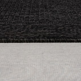 Flair Rugs, Kusový koberec Aruba Alfresco Weave Charcoal – na von aj na doma, 80x150, čierna, chodba / predsieň