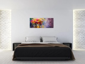 Obraz - Bicykel s kvetmi (120x50 cm)