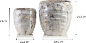 Sada 2 ks keramických květináčů NEVA XIV bílá/zlatá
