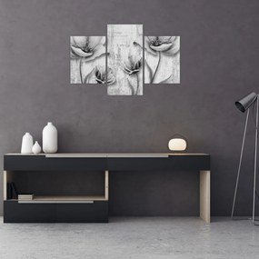 Obraz - Čiernobiele kvety na pozadí (90x60 cm)