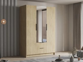 Šatníková skriňa so zrkadlom Cumair II 150, Farby: dub cremona / dub cremona + čierna