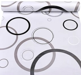 Samolepiace tapety 45 cm x 10 m IMPOL TRADE 9096 kruhy čierné, sivé, strieborné Samolepiace tapety