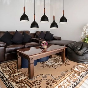 Luster na lanku NOAK WOOD 5xE27/15W/230V čierna/buk