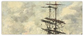Obraz - Eugène Boudin, Ship on the Touques, reprodukcia (120x50 cm)