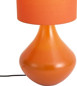 Retro stojaca lampa oranžová s látkovým tienidlom - Mina