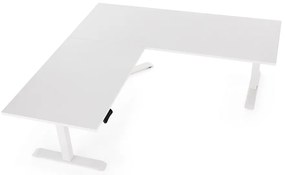 Výškovo nastaviteľný stôl OfficeTech Angle, 180 x 200 cm, biela podnož, biela