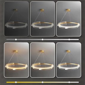 Toolight Toolight, LED závesné svietidlo 58cm s diaľkovým ovládaním APP1672-CP, zlatá matná, OSW-06137