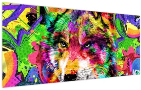 Obraz - Vlk s graffiti (120x50 cm)