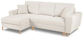 Béžová rozkladacia/s úložným priestorom rohová pohovka z textílie buklé (ľavý roh/s leňoškou) Kyoto – Cosmopolitan Design