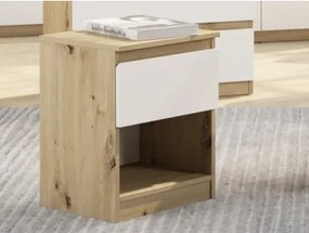 Skrinka/nočný stolík Carlos 40 cm, dub artisan/biela%
