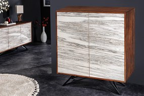 MOUNTAIN SOUL komoda 120 cm akácia, vzhľad prírodného kameňa, biela sivá