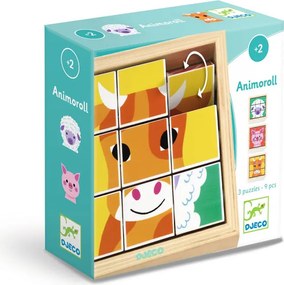 Djeco Pretáčacie drevené puzzle Animoroll