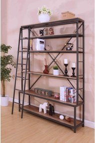 Čierna kovová knižnica s rebríkom Mauro Ferretti Manhattan, výška 210 cm