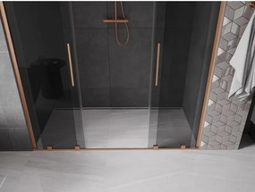 Mexen Velar Duo, posuvné sprchové dvere do otvoru 200 cm, 8mm šedé sklo, medená matná, 871-200-000-42-65