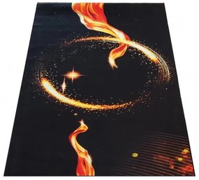 Čierny koberec s ohnivým kruhom Šírka: 120 cm | Dĺžka: 180 cm