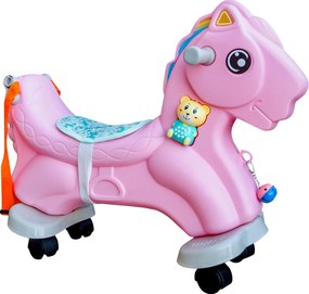 Aga4Kids Plastový houpací koník 2v1 Růžový 2DZ244  - II. JAKOST
