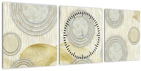 Obraz - Abstrakcia, mramorové kruhy (s hodinami) (90x30 cm)