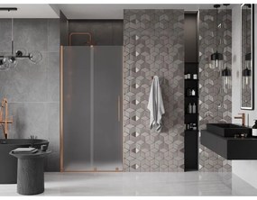 Mexen Velar, posuvné sprchové dvere do otvoru 90 cm, 8mm sklo námraza, medená matná, 871-090-000-31-65