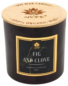 Arome Sójová sviečka Fig and clove, 400 g s dreveným knôtom a viečkom