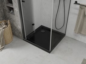Mexen Lima, sprchový kút 90 (dvere) x 90 (stena) cm, 6mm číre sklo, čierny profil + SLIM čierna sprchová vanička 5cm s čiernym sifónom, 856-090-090-70-00-4070B