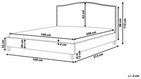 Čalúnená posteľ s bielym LED osvetlením 160 x 200 cm sivá MONTPELLIER Beliani