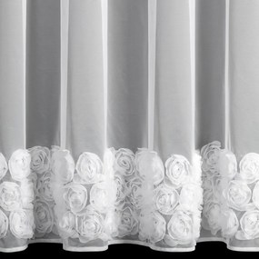 Dekorstudio Záclona ROSES s riasiacou páskou 400x160 cm - biela
