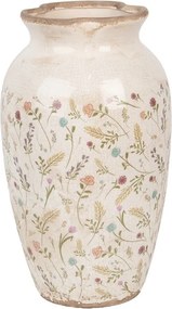 Béžová keramická váza s kvietkami Floral Cartoon L - Ø 21*37 cm