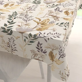 Biante Bavlnený obdĺžnikový obrus Sandra SA-544 Jesenné vetvičky na krémovom 140x220 cm