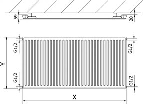Mexen CH10 Hygienický panelový radiátor 400 x 1000 mm, bočné pripojenie, 432 W, biela, W410H-040-100-00