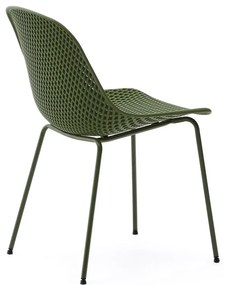 Tmavozelená kovová záhradná stolička Quinby – Kave Home