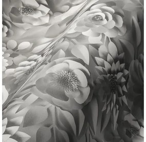 Vliesová tapeta 3d kvety šedo-biela 10,05x0,53 m