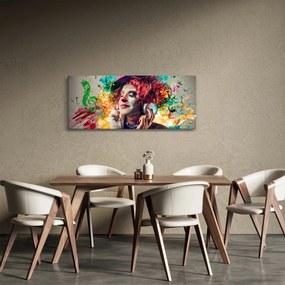 Obraz - Umelkyňa so slúchadlami (120x50 cm)