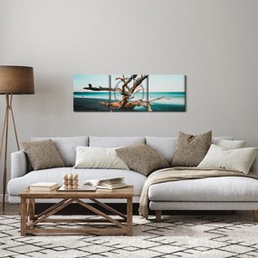 Obraz - Vyplavenie na pláži (s hodinami) (90x30 cm)