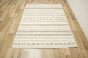 Koberec Cotton C102 Etno / kosoštvorce, krémový / sivý / béžový