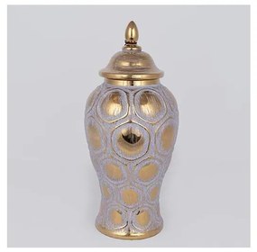 Keramická dóza 35x18,5 cm zlatá/šedá