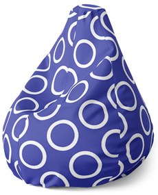Sablio Sedací vak Pear Biele korunky na modrej - 140 x 100 x 25 cm