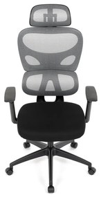 Kancelárska ergonomická stolička GRANT — sieť, látka, čierna / sivá