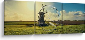 Obraz - Veterný mlyn (s hodinami) (90x30 cm)